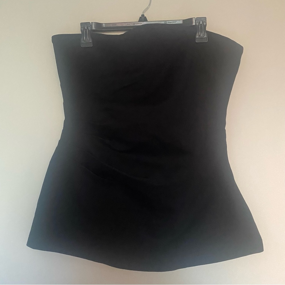 NWT Anthropologie Maeve Black Ruched Side Strapless Blouse, L